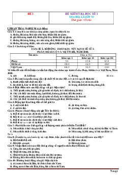 TOP 10 Đề thi địa lí lớp 10 học kỳ 1 (có đáp án)