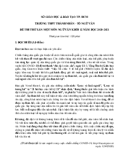 Đề thi thử THPT Quốc gia 2021 môn Ngữ Văn trường Thành Nhân, TP HCM (có đáp án)