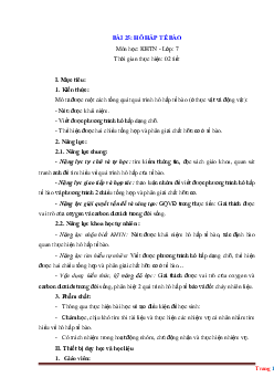 Giáo án KHTN 7 kết nối tri thức bài 25: Hô hấp tế bào