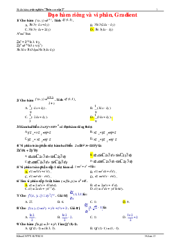 Bài tập trắc nghiệm Đạo hàm và vi phân (có đáp án)