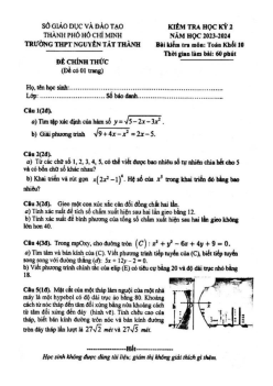 Đề thi học kỳ 2 Toán 10 năm 2023 – 2024 trường THPT Nguyễn Tất Thành – TP HCM