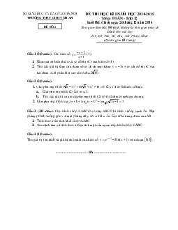 Đề thi HK1 lớp 12 ban cơ bản trường Chu Văn An – Hà Nội 2014 – 2015