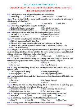 Trắc nghiệm bài 3 Lịch Sử 7: Cuộc đấu tranh của giai cấp tư sản chống phong kiến thời hậu kì Trung Đại ở Châu Âu-Tạ Thị Thúy Anh