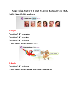 Giải Tiếng Anh lớp 1 Unit 3 Lesson Language Use SGK | Explore Our World