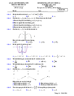 Đề giữa kỳ 1 Toán 12 năm 2022 – 2023 trường THPT Phù Cừ – Hưng Yên