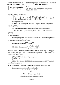 Đề thi học sinh giỏi Toán 9 cấp tỉnh năm 2017 – 2018 sở GD&ĐT Lai Châu