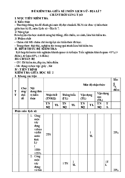 Đề thi giữa học kì 2 môn Lịch sử - Địa lí 7 năm 2023 - 2024 sách Chân trời sáng tạo - Đề 5
