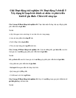 Giải Hoạt động trải nghiệm 10: Hoạt động 5 chủ đề 5 Chân Trời Sáng Tạo