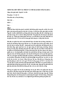 Đề thi cuối kì | Cơ sở lý luận báo chí | Đại học Khoa học Xã hội và Nhân văn, Đại học Quốc gia Thành phố HCM