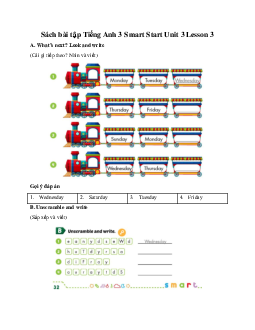 Sách bài tập Tiếng Anh 3 Smart Start Unit 3 Lesson 3