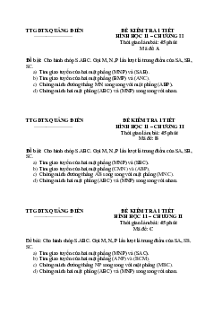 Đề kiểm tra Hình học 11 chương 2 trung tâm GDTX Quảng Điền – TT. Huế