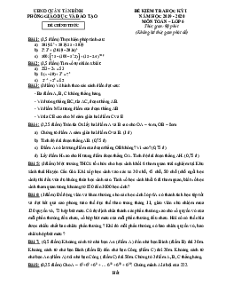 Đề thi học kỳ 1 Toán 6 năm 2019 – 2020 phòng GD&ĐT Tân Bình – TP HCM