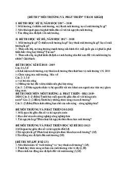 Tổng hợp đề thi hay các năm | Môi trường và phát triển | Đại học Khoa học Xã hội và Nhân văn, Đại học Quốc gia Thành phố HCM