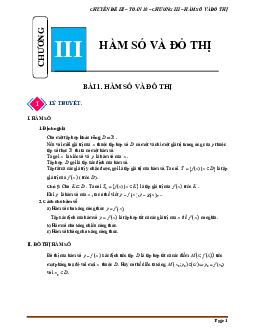 Chuyên đề hàm số và đồ thị Toán 10 Cánh Diều