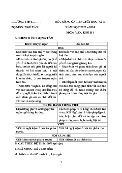 Đề cương ôn tập giữa học kì 2 môn Ngữ văn 11 sách Chân trời sáng tạo