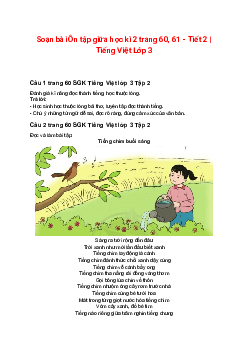 Soạn bài Ôn tập giữa học kì 2 trang 60, 61 - Tiết 2 | Tiếng Việt Lớp 3 Tập 2 Cánh diều