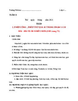 Giáo án Toán 2 sách Chân trời sáng tạo | Tuần 9 | Tiết 4