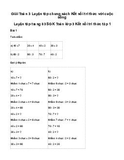 Giải Toán 3 Bài 29: Luyện tập chung | Kết nối tri thức