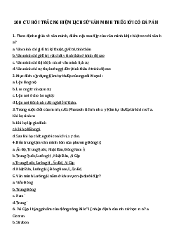 Top 100 câu hỏi trắc nghiệm lịch sử văn minh thế giới có đáp