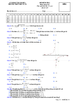 Đề kiểm tra Đại số và Giải tích 11 chương 4 (Giới hạn) trường Như Xuân – Thanh Hóa