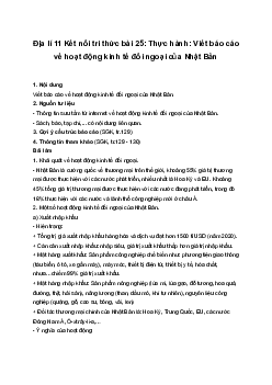 Địa lí 11 Kết nối tri thức bài 25: Thực hành: Viết báo cáo về hoạt động kinh tế đối ngoại của Nhật Bản