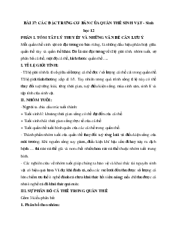 Sinh học 12 bài 37: Các đặc trưng cơ bản của quần thể sinh vật