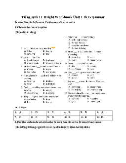 Giải Tiếng Anh 11 Workbook Unit 1 1b Grammar | Bright