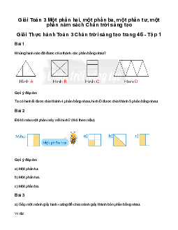 Giải Toán 3: Một phần hai, một phần ba, một phần tư, một phần năm | Chân trời sáng tạo