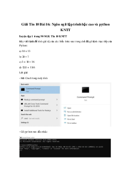 Giải Tin 10 Bài 16: Ngôn ngữ lập trình bậc cao và python KNTT