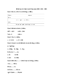 Đề thi Toán lớp 3 học kì 2 - Đề 5 | Kết nối tri thức năm 2022 - 2023