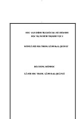 Đề cương xã hội học trong lãnh đạo và quản lý - Chủ nghĩa xã hội khoa học | Trường Đại học Kinh tế, Đại học Quốc gia Hà Nội