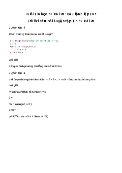 Tin học 10 Bài 20: Câu lệnh lặp For | Kết Nối Tri Thức