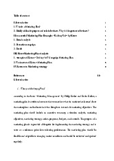 Marketing Plan Analysis: Kotex "Xui hay Vui" Campaign Insights | Môn Marketing strategy - Trường Đại học Quốc tế, Đại học Quốc gia Thành phố Hồ Chí Minh