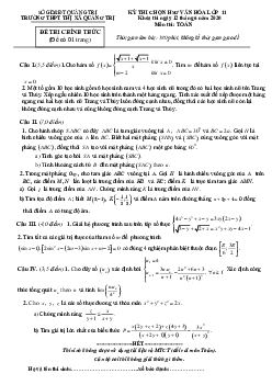 Đề thi chọn HSG Toán 11 năm học 2019 – 2020 trường THPT thị xã Quảng Trị