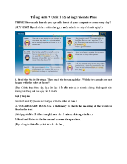 Tiếng Anh 7 Unit 1 Reading Friends Plus