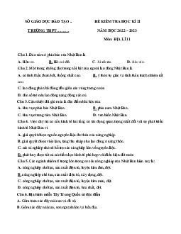Đề thi học kì 2 môn Địa lý lớp 11 năm 2022 - 2023 | đề 5