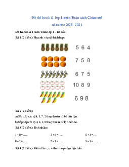 ĐỀ KIỂM TRA CUỐI HỌC KÌ 1 lớp 1 môn Toán - NĂM HỌC 2023-2024 | Đề 4 | Chân trời sáng tạo