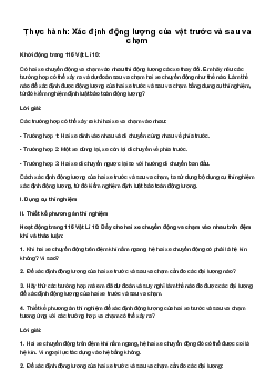 Giải Vật lí 10 Bài 30: Thực hành: Xác định động lượng của vật trước và sau va chạm | Kết Nối Tri Thức