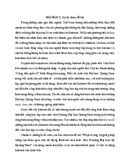 Tiểu luận về đề tài "Thực trạng và giải pháp nâng cao hiệu quả việc sử dụng Internet của sinh viên Trường Đại học tại Quảng Nam"