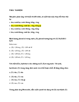 Trắc nghiệm ôn tập môn Dược học phần Độc chất