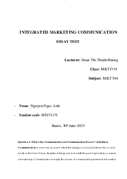 Tài liệu đọc " Integrated Marketing Communication" | Đại học nội vụ Hà Nội