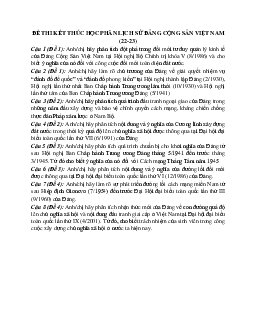 Đề thi Cuối kỳ môn Lịch sử Đảng | Đại học sư phạm Hà Nội