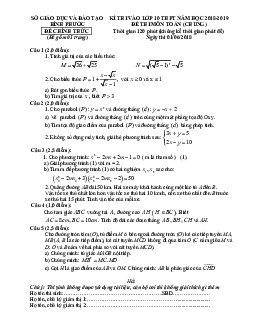 Đề Toán tuyển sinh lớp 10 năm 2018 – 2019 sở GD và ĐT Bình Phước (đề chung)