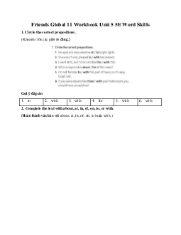 Giải Tiếng anh 11 Workbook Unit 5 5E Word Skills | Friends Global