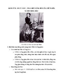 Lịch sử 10 bài 37: Mác và Ăng-ghen - Sự ra đời của chủ nghĩa xã hội khoa học
