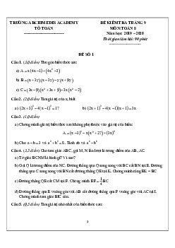 Đề kiểm tra Toán 8 tháng 9 năm 2019 – 2020 trường Archimedes Academy – Hà Nội