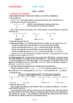 Lý thuyết và trắc nghiệm Este- Lipit (có lời giải)