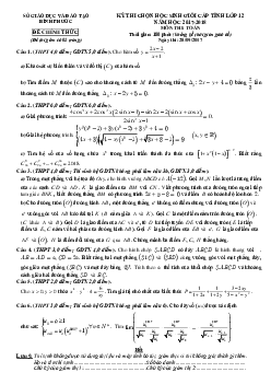 Đề thi chọn HSG cấp tỉnh Toán 12 năm học 2017 – 2018 sở GD và ĐT Bình Phước