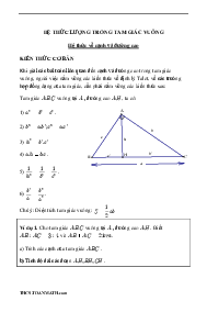 Chuyên đề hệ thức lượng trong tam giác vuông ôn thi vào lớp 10