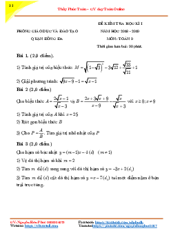 Đề thi HK1 Toán 9 năm học 2018 – 2019 phòng GD&ĐT Đống Đa – Hà Nội